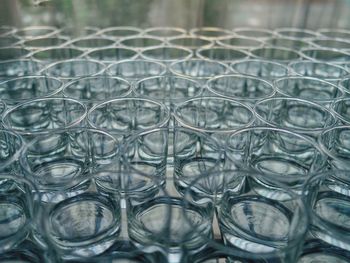 Close-up of glasses on table