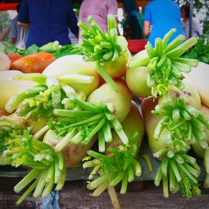 Pumpkins in market stall
