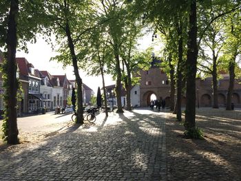 Road passing through residential buildings