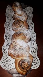 Close-up of bread in plate on table