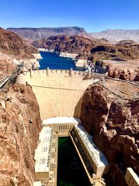 High angle view of dam on mountain