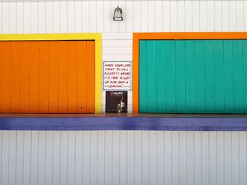 Closed door of building