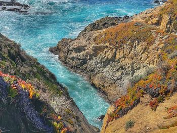 High angle view of sea shore