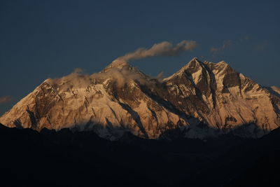 Scenic view of snowcapped mountains against sky mit. everest