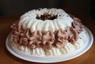 Close-up of dessert in plate on table