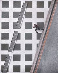 High angle view of man working