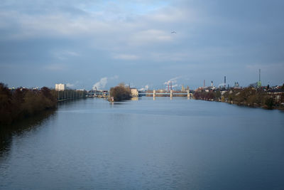 Bridge over river against sky
