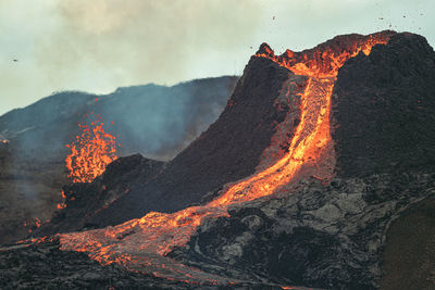 Panoramic view of volcanic mountain