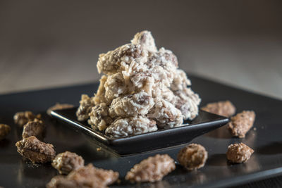 Close-up of chocolate cake on table
