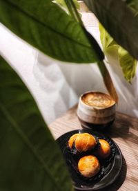 High angle view of vegetables on table