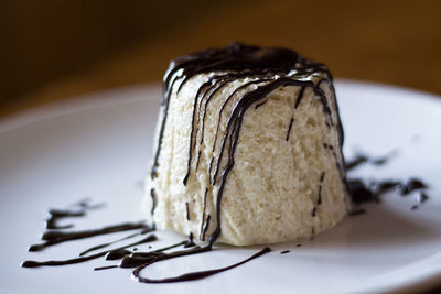 Close-up of chocolate cake on plate