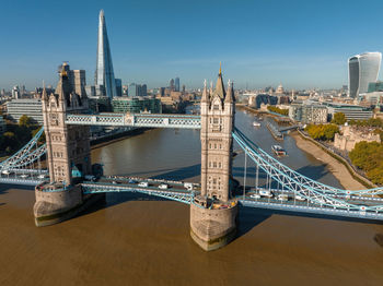 Aerial panoramic cityscape view of london and the river thames