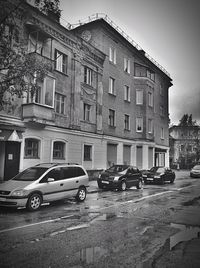 Cars parked in front of building