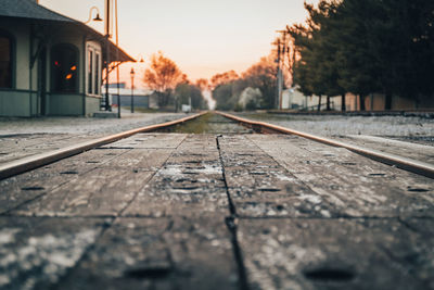 Railroad tracks at sunset