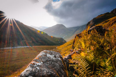 Scenic view of mountains against sky