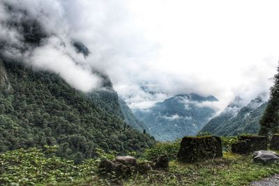 Scenic view of mountains against sky