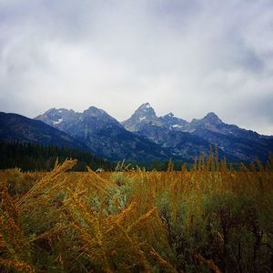 Scenic view of mountains against sky