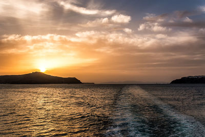 Scenic view of sea against sky during sunset