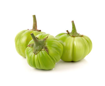 Close-up of tomatoes against white background