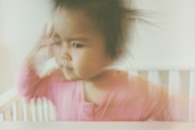 Close-up of girl at home