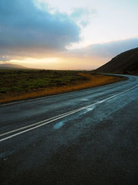 Road against sky during sunset