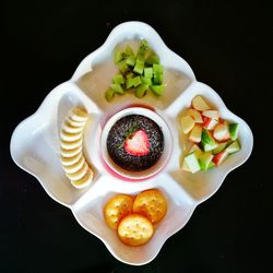 Directly above shot of pastry in plate