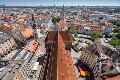 Aerial view of buildings in town