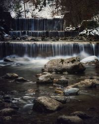 Scenic view of waterfall in forest