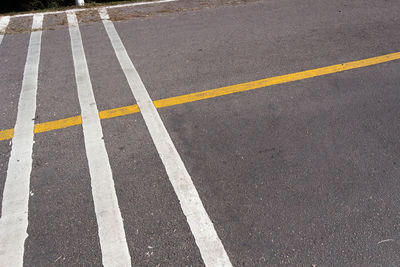 High angle view of markings on road