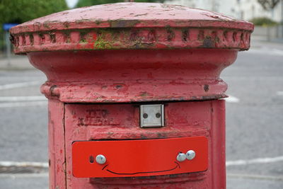 Close-up of red fire hydrant