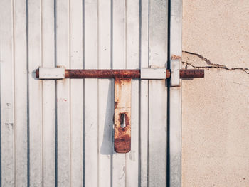 Close-up of rusty metal on wall