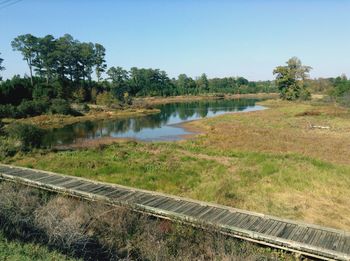 Scenic view of landscape against clear sky