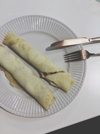 High angle view of food in plate