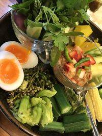 High angle view of vegetables in bowl