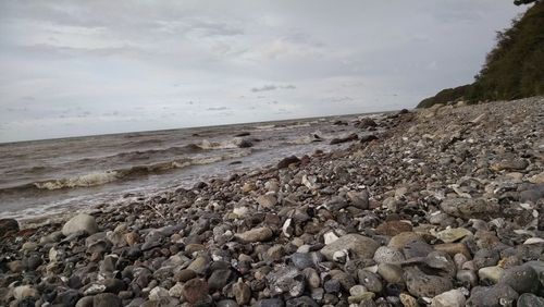 Scenic view of sea against cloudy sky