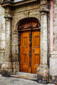 Closed door of old building