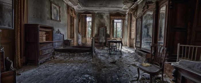 Interior of abandoned building