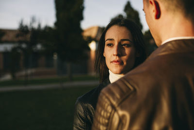 Portrait of couple kissing