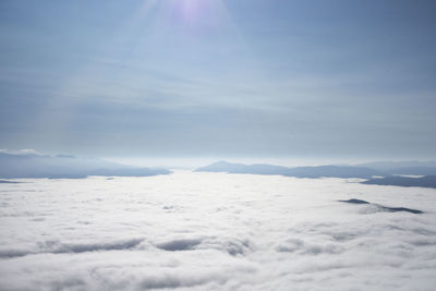 A cloud cover viewed from the top of a mountain