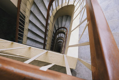 High angle view of spiral staircase of building