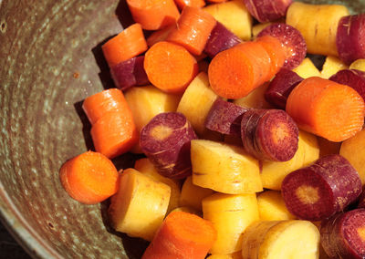 Close-up of chopped carrots