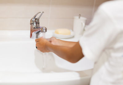 Close-up of sink in bathroom