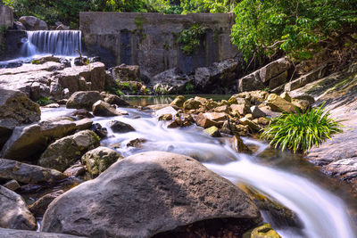 Water flowing through rocks