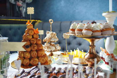 Close-up of cupcakes on table
