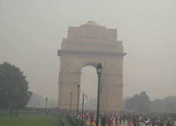 Tourists at a monument