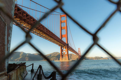 View of suspension bridge against sky