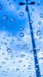 Full frame shot of raindrops on glass