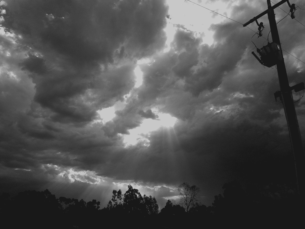 tree, silhouette, sky, low angle view, cloud - sky, beauty in nature, tranquility, cloudy, scenics, nature, tranquil scene, weather, cloud, growth, dusk, outdoors, idyllic, no people, overcast, branch