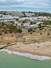 High angle view of beach against sky
