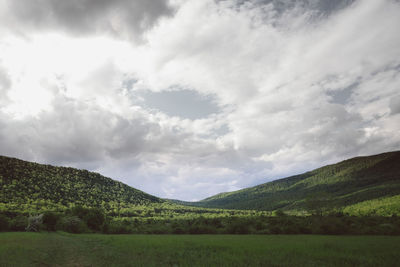 Scenic view of field against sky